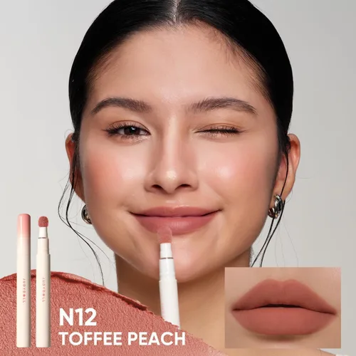 Vista 3 de JUDYDOLL - Lápiz labial para mujer, color rojo mate, larga duración N12 Toffee Peach