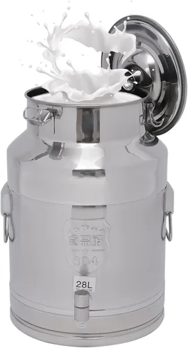 Vista 7 de Lata de leche de acero inoxidable de 28L/7.4 galones, jarra de leche resistente, cubo de leche, cubo de vino, botella de cubo de almacenamiento