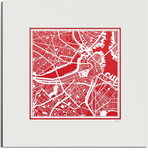 Vista 141 de O3 Design Studio San Diego, CA Paper Cut Map Matted Grey 20x20 in Paper Art