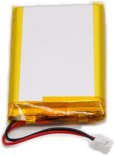 Vista 3 de Número de pieza verificado MSDS: 654060, batería recargable de iones de polímero de litio Li Lipo de 3.7V 2000mAh con conector JST de 2 pines