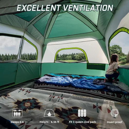 Vista 4 de JELUCAMP Tiendas de campaña SUV para acampar impermeables para 6 personas, tienda de campaña familiar para coche con accesorio para puerta trasera