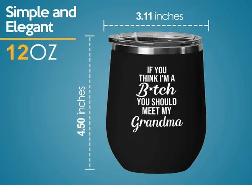 Vista 4 de Funny grandma Black Edition Wine Tumbler 12oz - should meet my grandma - Family Squad Fam Thank You Gift Siblings Parents Grandparents Funny grandma