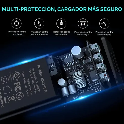 Vista 5 de Cargador rápido compatible para Fire, adaptador de CA con certificación UL, cargador rápido de 2A con cable micro USB de 6.6 pies para tablet Fire 7