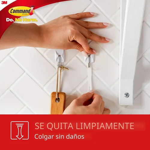 Vista 5 de Command - Ganchos de alambre (tamaño pequeño), color blanco Damage-Free Hanging with Adhesive No Tools Wall Hooks for Hanging Decorations in