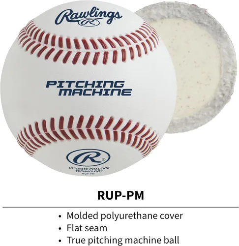 Vista 2 de Rawlings Ultimate Practice Technology Baseballs Pitching Machine RUP-PM Flat Seam Practice Use 12 Count