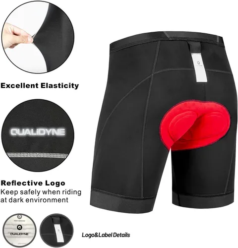 Vista 3 de Qualidyne - Shorts de ciclismo para hombre, con acolchado 3D, secado rápido y cómodos
