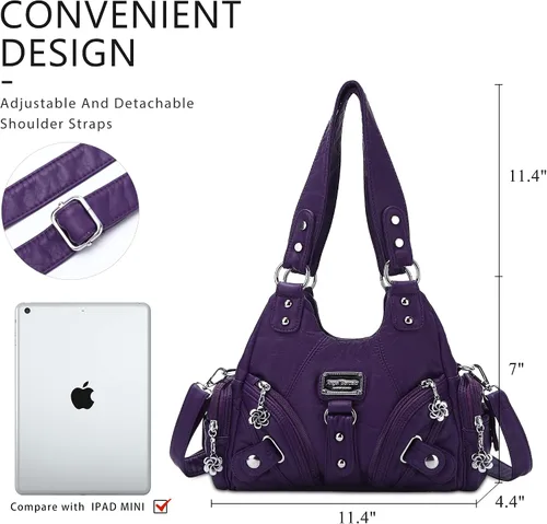 Vista 2 de Angel Kiss Bolsos pequeños Hobo para mujer, con múltiples bolsillos, con correa larga, ajustables, para uso diario