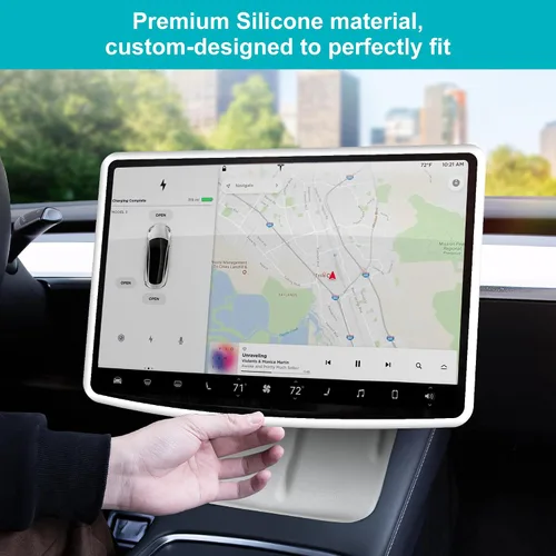 Vista 8 de frani Protector de Marco de Pantalla Negro Diseñado para Tesla Modelo 3 (2025-2017), Tesla Modelo Y (2025-2020), Accesorios de Decoración
