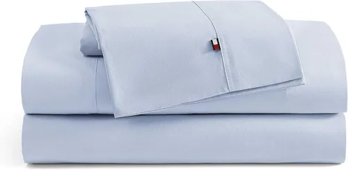 Vista 14 de Tommy Hilfiger - Sábanas para cama individual, ropa de cama de percal de algodón crujiente y fresca con funda de almohada a juego, juego de cama