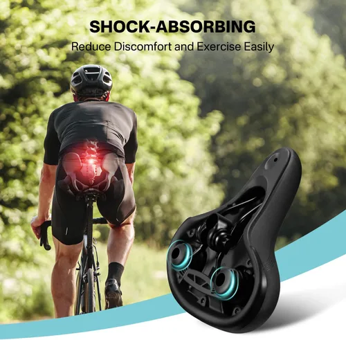 Vista 5 de YOUNGDO Waterproof Bike Saddle with Memory Foam, Comfort Bicycle Saddle Seat Cushion Universal Fit, Shock Absorbing fit Peloton Bike Mountain Bike