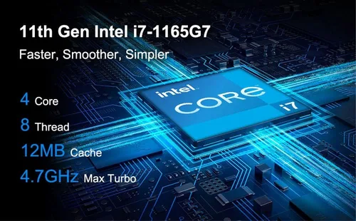 Vista 4 de Intel NUC 11 Pro NUC11TNHI7 Mini computadora de sobremesa/Mini PC/HTPC, procesador Intel Core i7-1165G7 hasta 4.7 GHz Turbo, 4 núcleos, 8 hilos
