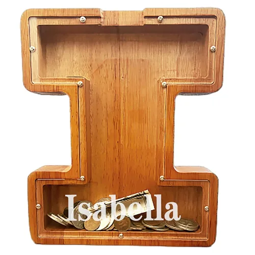 Vista 26 de Alcancía personalizada grande de madera con letras, alcancía de monedas, alcancía personalizada con nombre, puede usarse como regalo de Navidad