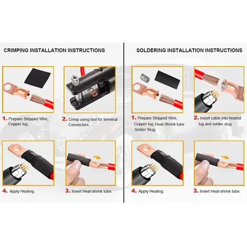 Vista 30 de TKDMR - Kit de 264 piezas de extremos de cable de batería, 132 piezas de terminales de anillo de lengüetas de cable de cobre resistentes AWG 8 6 4 2