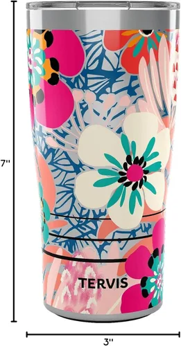 Vista 9 de Tervis Traveler Bright Wild Blooms - Vaso aislado de triple pared para viaje mantiene las bebidas frías y calientes, 20 onzas, acero inoxidable
