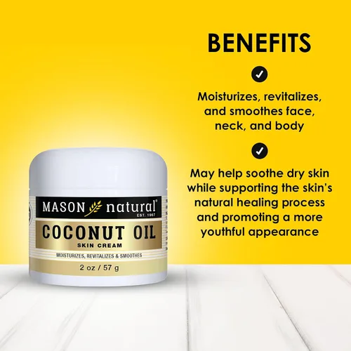Vista 2 de MASON NATURAL Crema de belleza de aceite de coco, hidratante hidratante con colágeno para una piel suave y firme, 2 onzas, paquete de 3