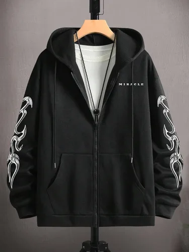 Vista 3 de SHENHE Sudadera de gran tamaño con capucha y bolsillos con estampado de letras gráficas para hombre