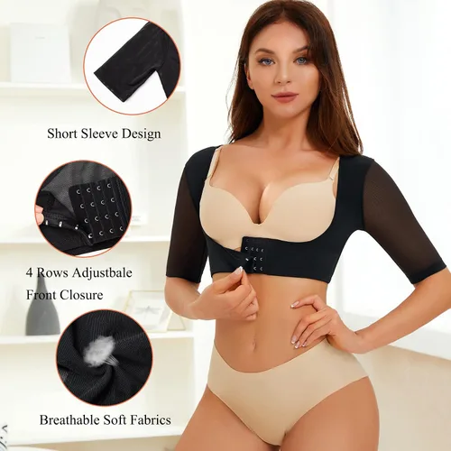 Vista 5 de LANCS Parte superior del brazo moldeador poscirugía mangas de compresión de brazo Lipo Prenda Corrector de postura Tops Soporte de espalda Shapewear