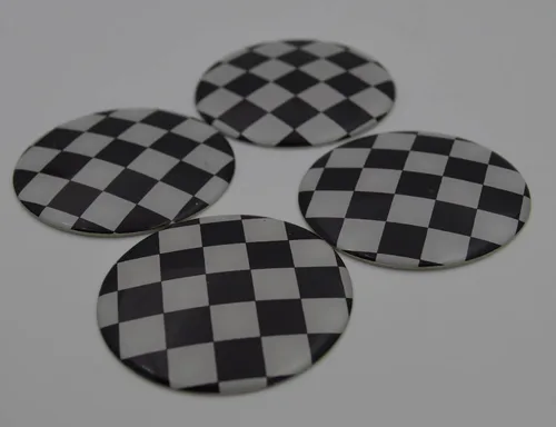 Vista 2 de 4 tapas centrales de rueda a cuadros compatibles con Mini Coopers R50 R51 R52 R53 R55 R56 R57 R58 R59 R60 R61 F55 F56 con emblema de tapa central