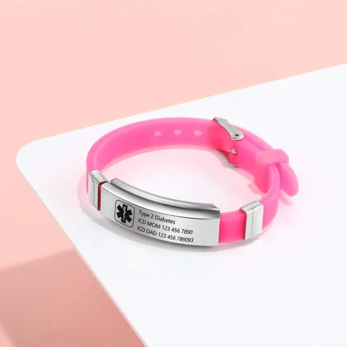 Vista 67 de OPALSTOCK Pulseras médicas personalizadas de silicona ajustable para identificación de emergencias, grabado gratuito, 9 pulgadas, resistente al