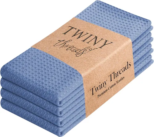 Vista 77 de TWINY threads Juego de toallas de cocina con diseño de diamante, 100% algodón, trapos grandes y trapos de lavado, absorbentes de secado rápido