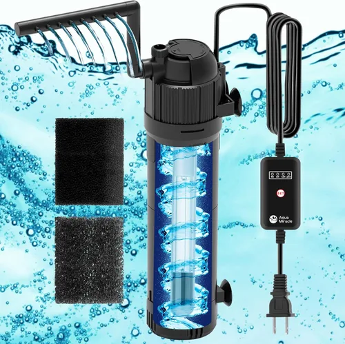 Vista 8 de AquaMiracle Filtro de acuario para agua verde, filtros de tanque de peces U - V con temporizador (4/8/12/24 horas), filtro de peces de modo dual