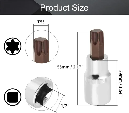 Vista 137 de Utoolmart 1/2" Drive x 0.551 in largo Hex Bit Socket, métrico, S2 y Cr-V acero 1pcs