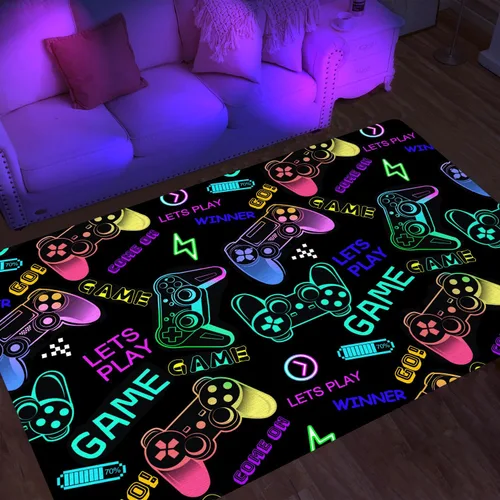 Vista 13 de Alfombras de área de juegos para niños, alfombras geniales para jugadores, adolescentes, alfombras grandes de videojuegos para dormitorio, consola