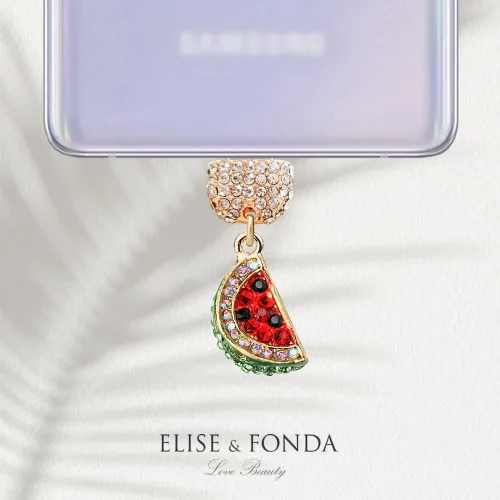Vista 4 de ELISE & FONDA TP114 Tipo-C Puerto de carga Cristal Anti Polvo Plug Little Sandía Colgante Teléfono Celular Charm para Samsung/OnePlus/Xiaomi/oppo