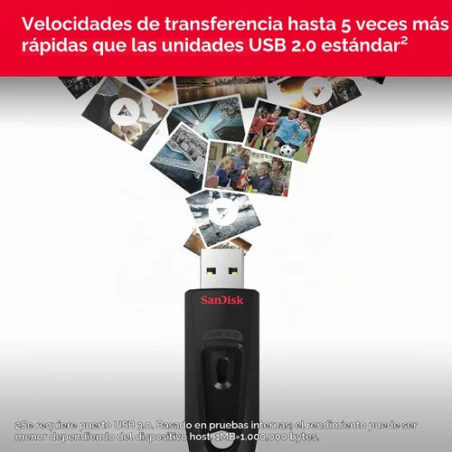 Vista 2 de SanDisk Unidad flash Ultra USB 3.0 de 16 GB - SDCZ48-016G-GAM46, color negro