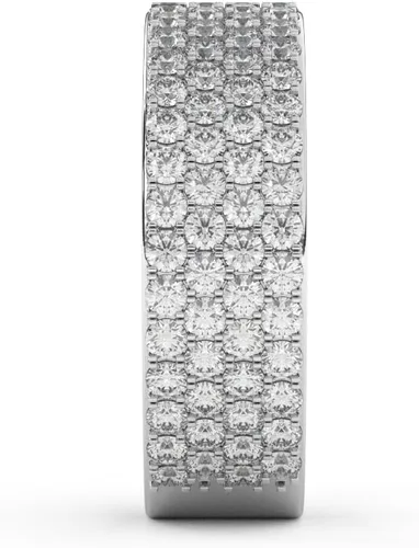 Vista 3 de Anillo redondo de 3.02 quilates de talla brillante con diamantes naturales de media eternidad Brillantes en diamantes engastados en pavé