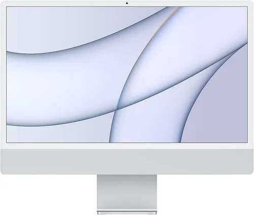 Vista 2 de Apple iMac 2021 con chip Apple M1 con CPU de 8 núcleos, 24 pulgadas, 16 GB de RAM, almacenamiento SSD de 256 GB, plata (renovado)