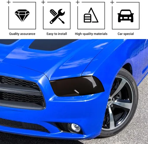 Vista 3 de Hoolcar Cubierta de lámpara delantera para faros delanteros, marco de bisel, accesorios exteriores compatibles con Dodge Charger 2011-2014, negro