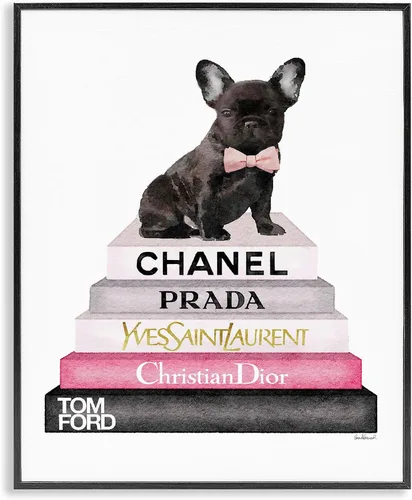 Vista 19 de Stupell Industries Fancy Boston Terrier - Estantería para perros, diseño de Amanda Greenwood Blanco