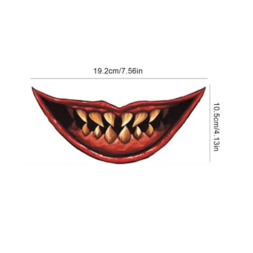 Vista 8 de Maquillaje de broma de Halloween, tatuaje temporal, juego de roles de Halloween, kit de calcomanías decorativas de tatuaje de boca grande