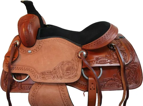 Vista 3 de Sillín Western Trail Caballo Placer Cómodo Paseo Herramientas Rodeo Cowboy Sillines 15 16 17 18 FQHB