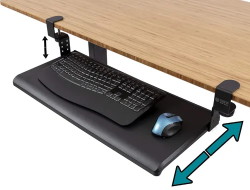 Vista 8 de Stand Up Desk Store - Bandeja ajustable y retráctil para teclado, con abrazadera compacta, debajo del escritorio, optimización de espacio, 25 x 11.5