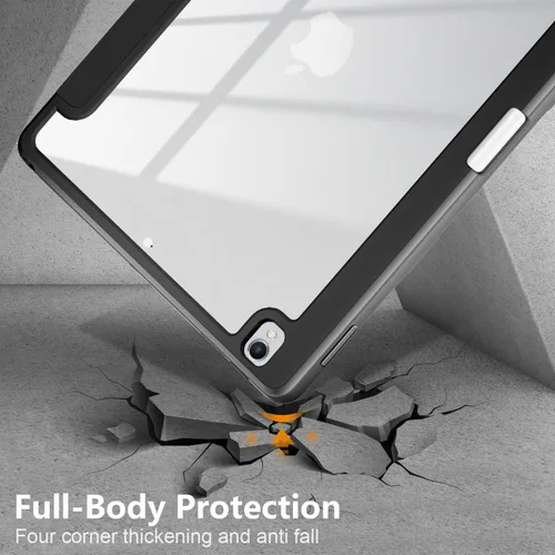 Vista 7 de Para Apple iPad de 9ª/8ª/7ª generación de 10.2 pulgadas (2021/2020/2019), cubierta trasera transparente de TPU a prueba de golpes