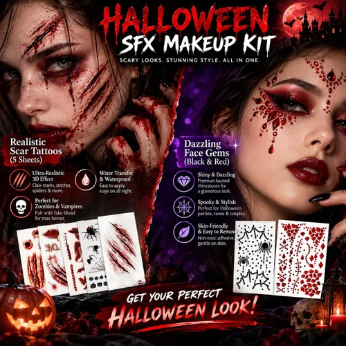 Vista 5 de UCANBE Kit de maquillaje SFX de Halloween - Paleta de aceite de pintura