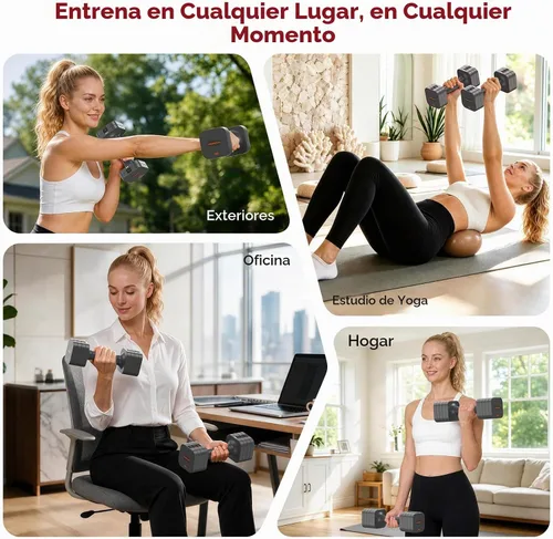 Vista 8 de FEIERDUN DB3 - Juego de mancuernas ajustables 5 en 1, 6 libras/10 libras, pesas ajustables para mujeres en casa, pesas de mano estables de doble
