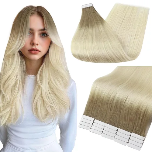 Vista 44 de Full Shine - Extensiones de cabello humano con cinta adhesiva, 10 pulgadas, sin costuras, color 1 negro azabache de 1.06 oz, cinta invisible