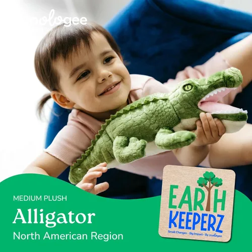 Vista 2 de The Petting Zoo Peluche de cocodrilo, regalos para niños, animales de vida silvestre Earth Keeperz, juguete de peluche de cocodrilo verde Zoologee