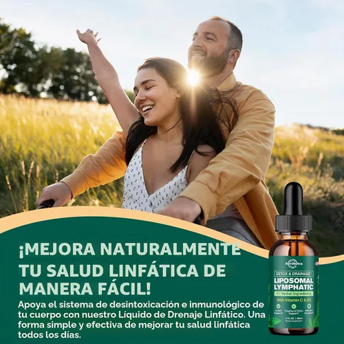 Vista 7 de Gotas líquidas de drenaje linfático liposomal, suplemento de apoyo linfático con raíz de diente de león, cuchillas, equinácea, caléndula