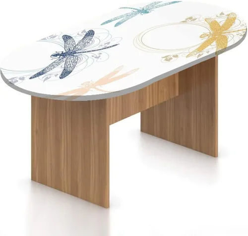 Vista 23 de Mantel ajustable ovalado, mantel ajustable de poliéster elástico con libélula, plantas naturales, césped, flores silvestres, efectos de pincel, se