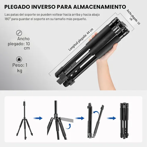 Vista 7 de NEEWER Trípode para Luz de Fotografía, 47-195cm/1.5-6.4ft de Aluminio Trípode de Iluminación de Estudio Reversible, Trípode Portátil para Video