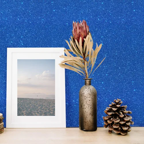 Vista 5 de VEELIKE Papel tapiz con purpurina azul para pegar y despegar, papel de contacto con purpurina para armarios, cajones, decoración de pared, 15.7 x