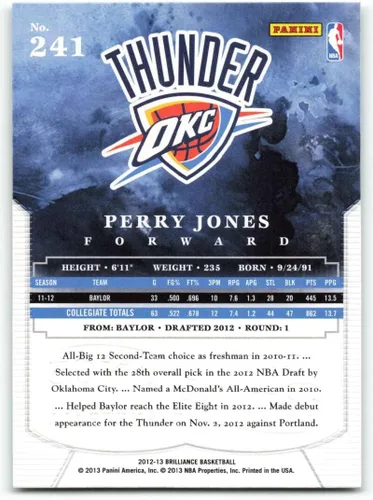 Vista 2 de 2012-13 Panini Brilliance #241 Perry Jones NM-MT Oklahoma City Thunder Basketball