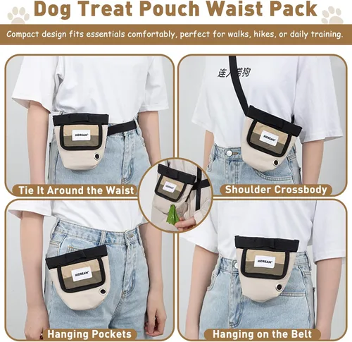 Vista 3 de ETIAL Dog Treat Pouch Waist Pack - Magnetic Closure, 3-Way Wearable, Water-Resistant Nylon, Pet Poop Bag Dispenser for Training, Walking, Hiking