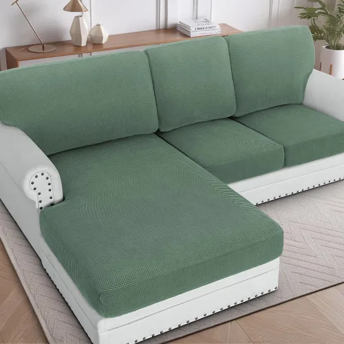 Vista 9 de H.Versailtex - Funda de sofá seccional de 1 pieza, funda deslizante para chaise con forma de L, funda de cojín separada para sofá seccional tanto