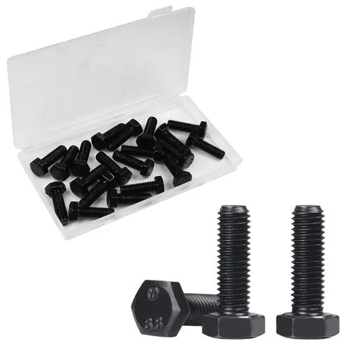 Vista 23 de Tornillos hexagonales M6, pernos de cabeza hexagonal M6-1.0 x 16mm, acero al carbono Grado 8.8, acabado de óxido negro, rosca completa, pernos