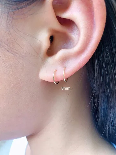 Vista 17 de Small Gold or Sterling Silver Huggie Hoop Earrings for Women Cartilage Nose Helix Tragus